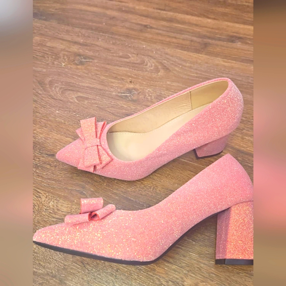 Elegant Pink Glitter Heels